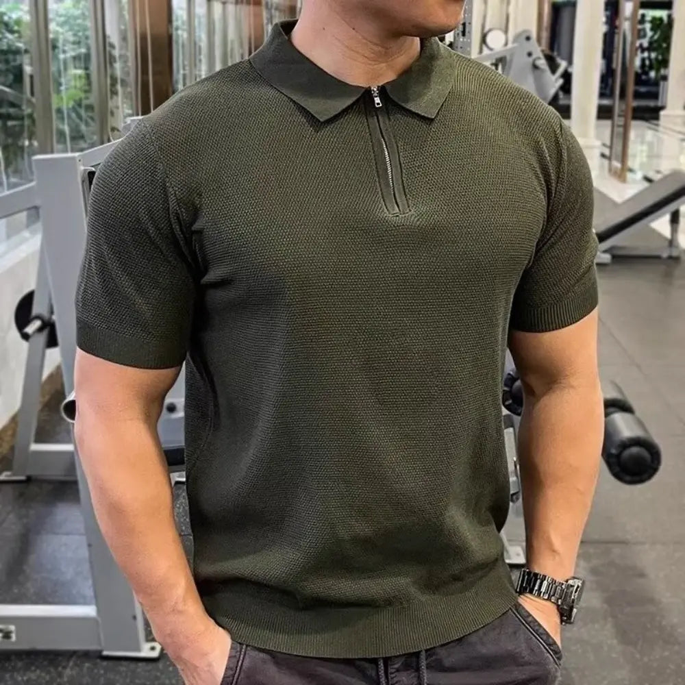 Men's zipper polo t-shirt