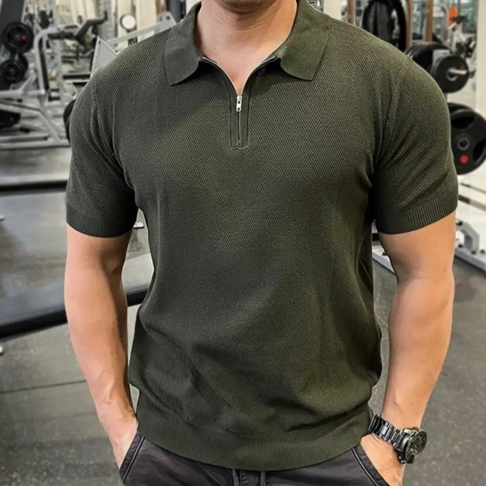Men's zipper polo t-shirt
