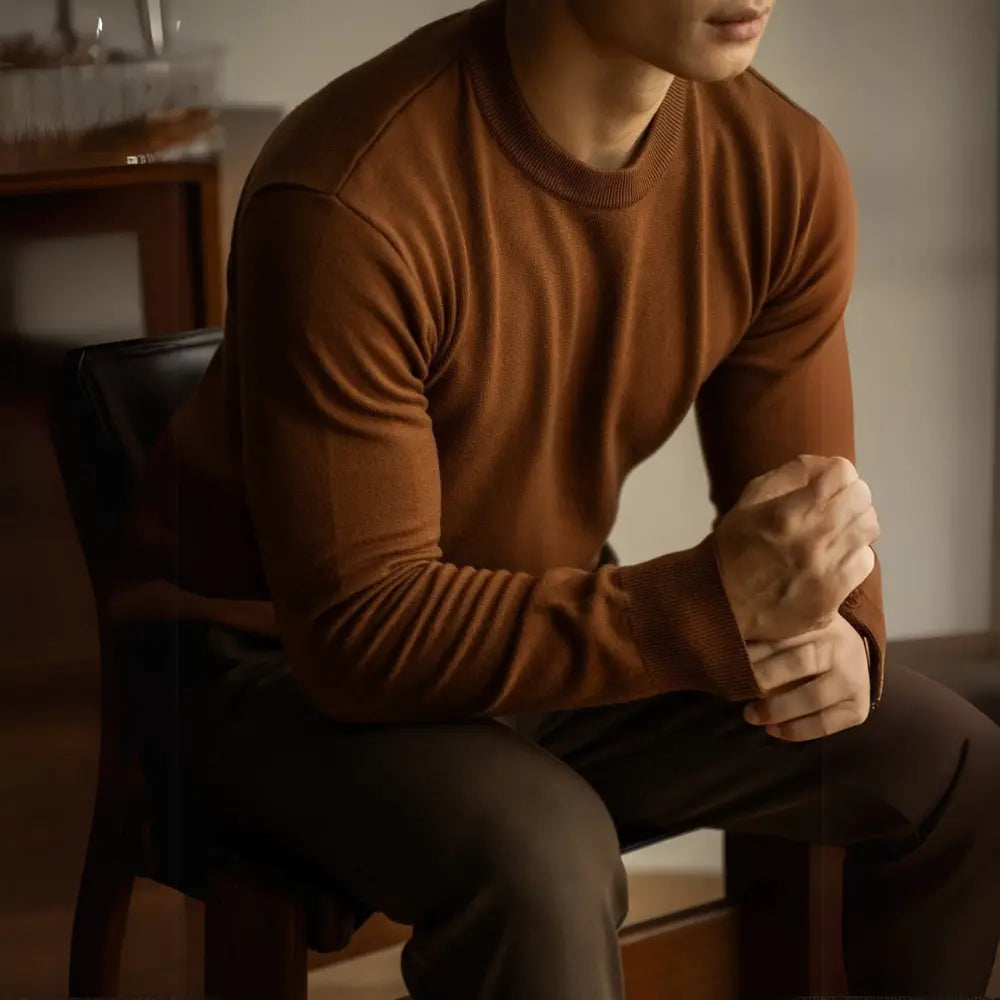 Tencel Wool Autumn And Winter Round Neck Long Sleeve Sweater Men Prendersons