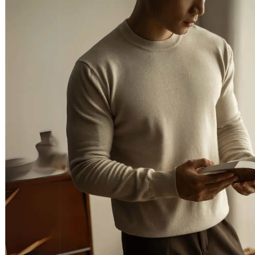 Tencel Wool Autumn And Winter Round Neck Long Sleeve Sweater Men Prendersons