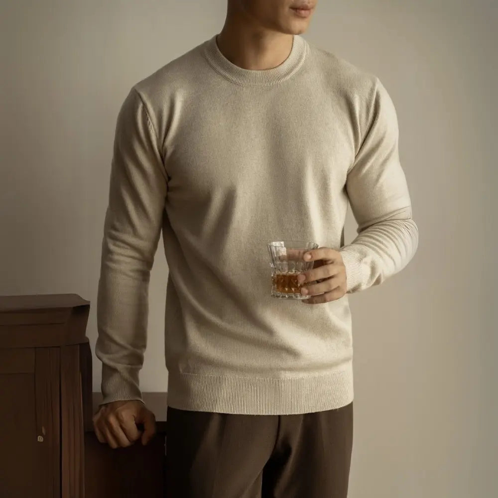 Tencel Wool Autumn And Winter Round Neck Long Sleeve Sweater Men Prendersons