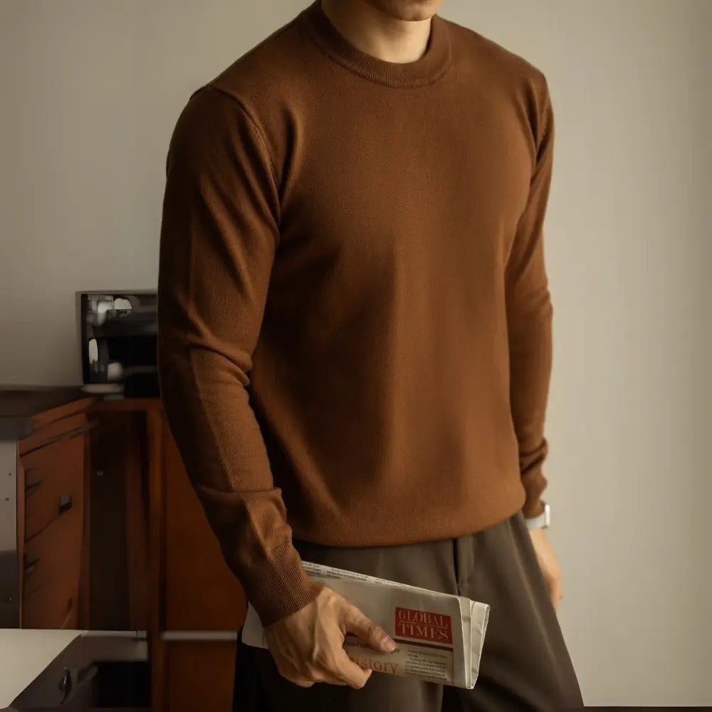 Tencel Wool Autumn And Winter Round Neck Long Sleeve Sweater Men Prendersons