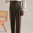 Thick Double Pleated Straight Business Casual Trousers Prendersons
