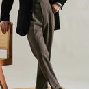 Thick Double Pleated Straight Business Casual Trousers Prendersons