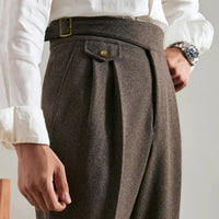 Thick Double Pleated Straight Business Casual Trousers Prendersons