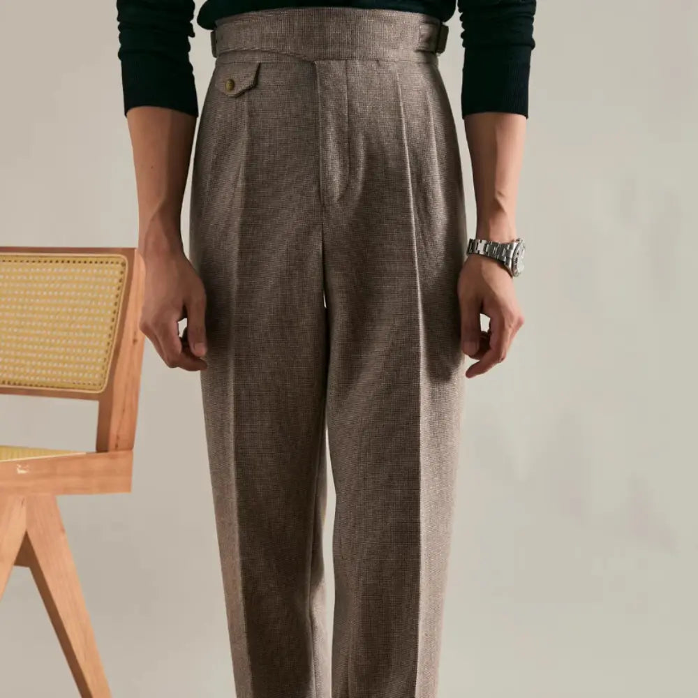 Thick Double Pleated Straight Business Casual Trousers Prendersons