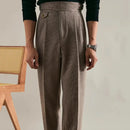 Thick Double Pleated Straight Business Casual Trousers Prendersons