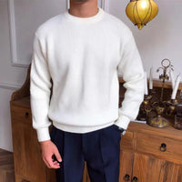 Loose Fit Thick Cotton Men's Sweater – Green, Blue, Black & White | Daily Comfort | Korean-Inspired Old Money Style Prendersons