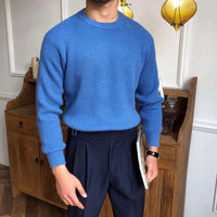 Loose Fit Thick Cotton Men's Sweater – Green, Blue, Black & White | Daily Comfort | Korean-Inspired Old Money Style Prendersons