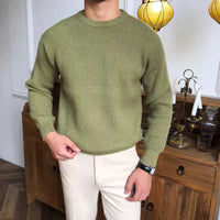 Loose Fit Thick Cotton Men's Sweater – Green, Blue, Black & White | Daily Comfort | Korean-Inspired Old Money Style Prendersons