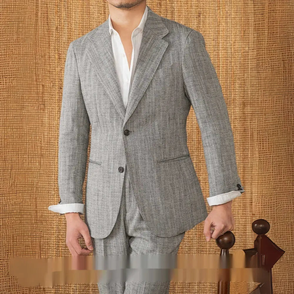Thin Cotton And Linen Gentry With Half Lining Italian Casual Suit Prendersons