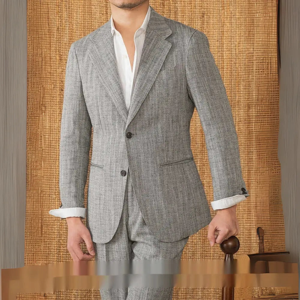 Slim Fit Italian Casual Suit – Black or Coffee | Summer Lightweight | Linen Blend Style
