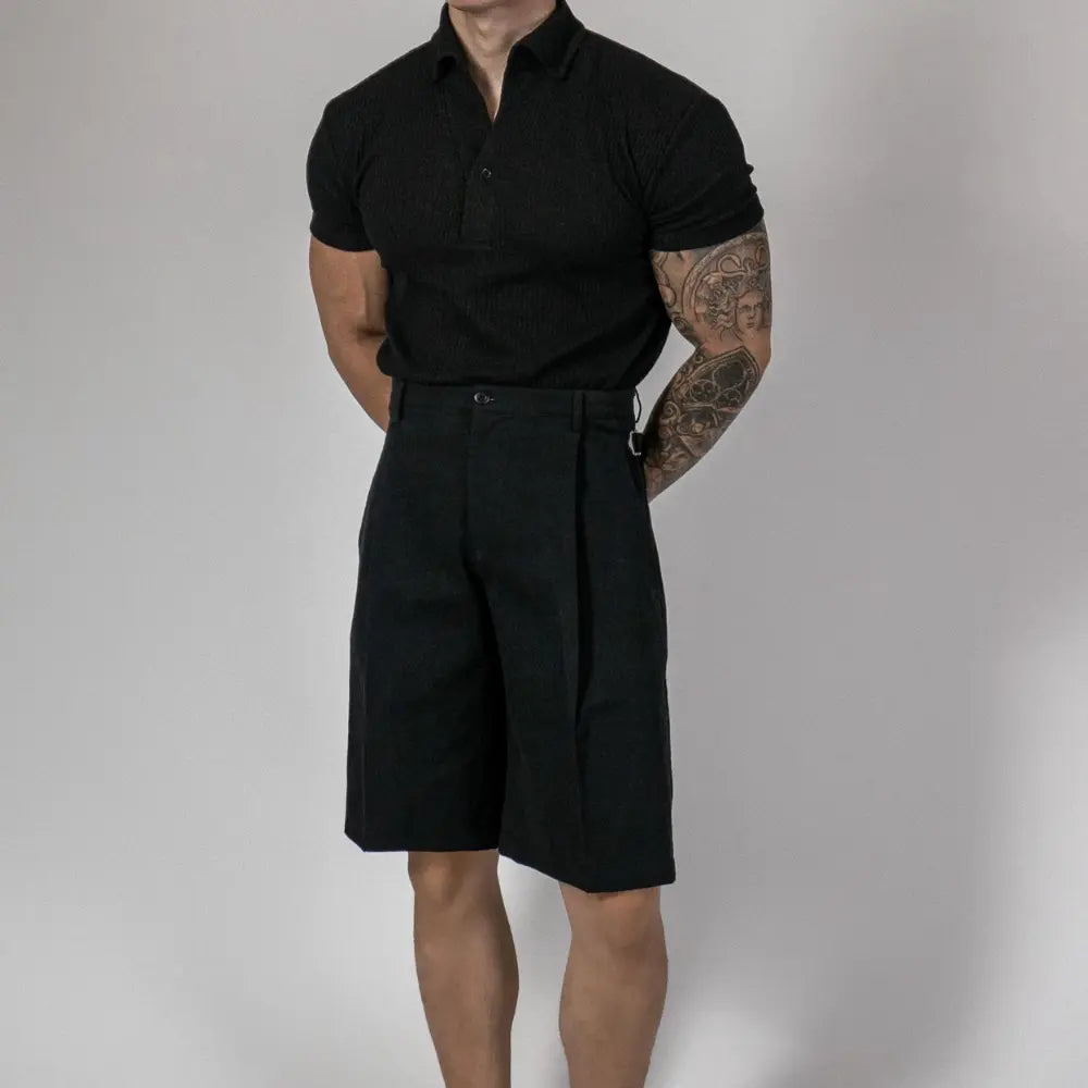 Men’s black short sleeve polo