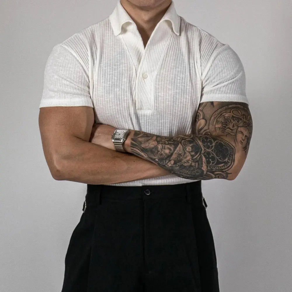 White short sleeve polo shirt