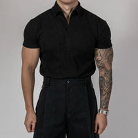 Men’s black short sleeve polo