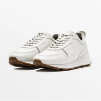 Top Layer Leather Men's Flat Round Toe White Shoes Prendersons