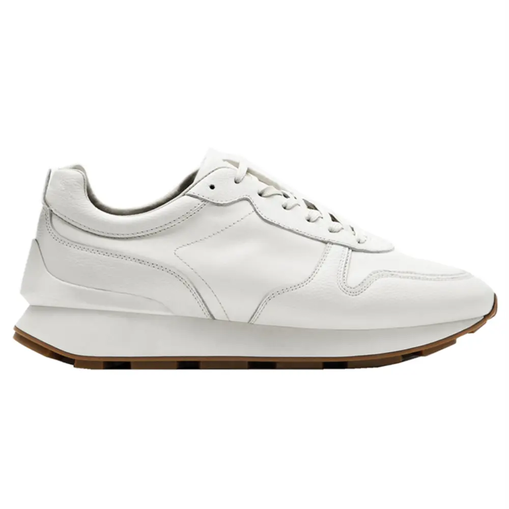 Top Layer Leather Men's Flat Round Toe White Shoes Prendersons
