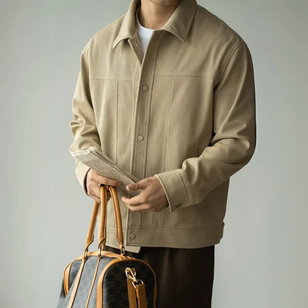 Twill Texture Shirt Collar Workwear Jacket For Men Prendersons