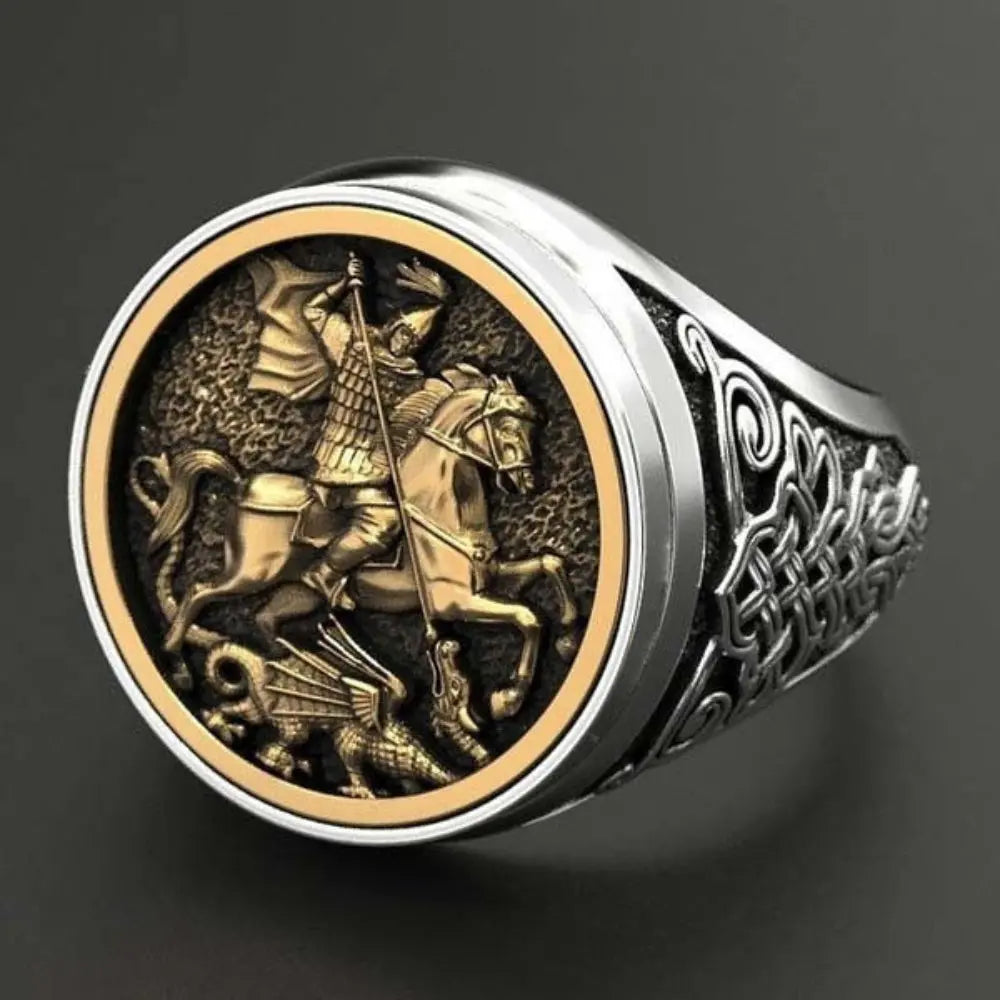 Two Tone Roman Soldier Dragon Ring – Bold Bicolor | Statement Accessory | Unique Animal Design