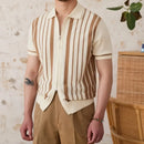 Vintage Stripe Cotton Knitted Short-sleeved Cardigan Prendersons