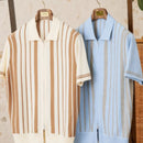 Vintage Stripe Cotton Knitted Short-sleeved Cardigan Prendersons