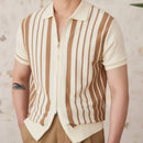 Vintage Stripe Cotton Knitted Short-sleeved Cardigan Prendersons