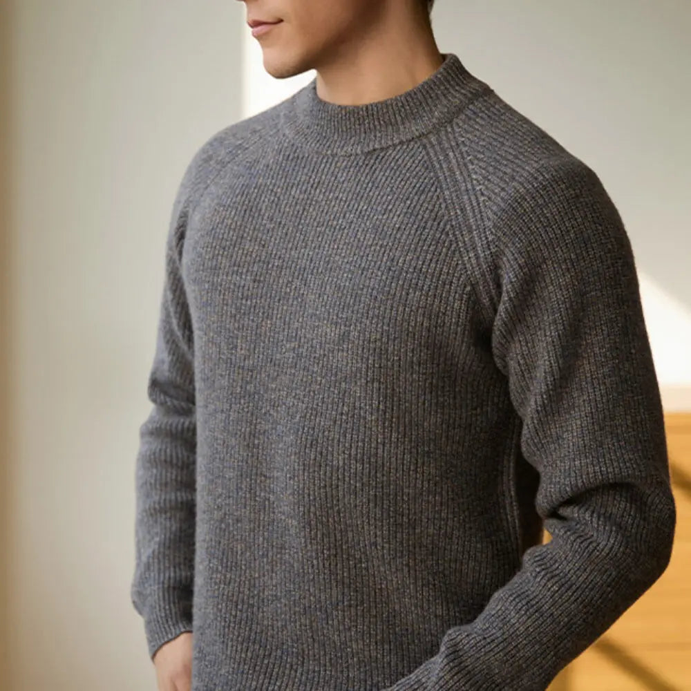 Relaxed Fit Round Neck Sweater – Blue Green | Daily Casual | Mens Warm Jumpers