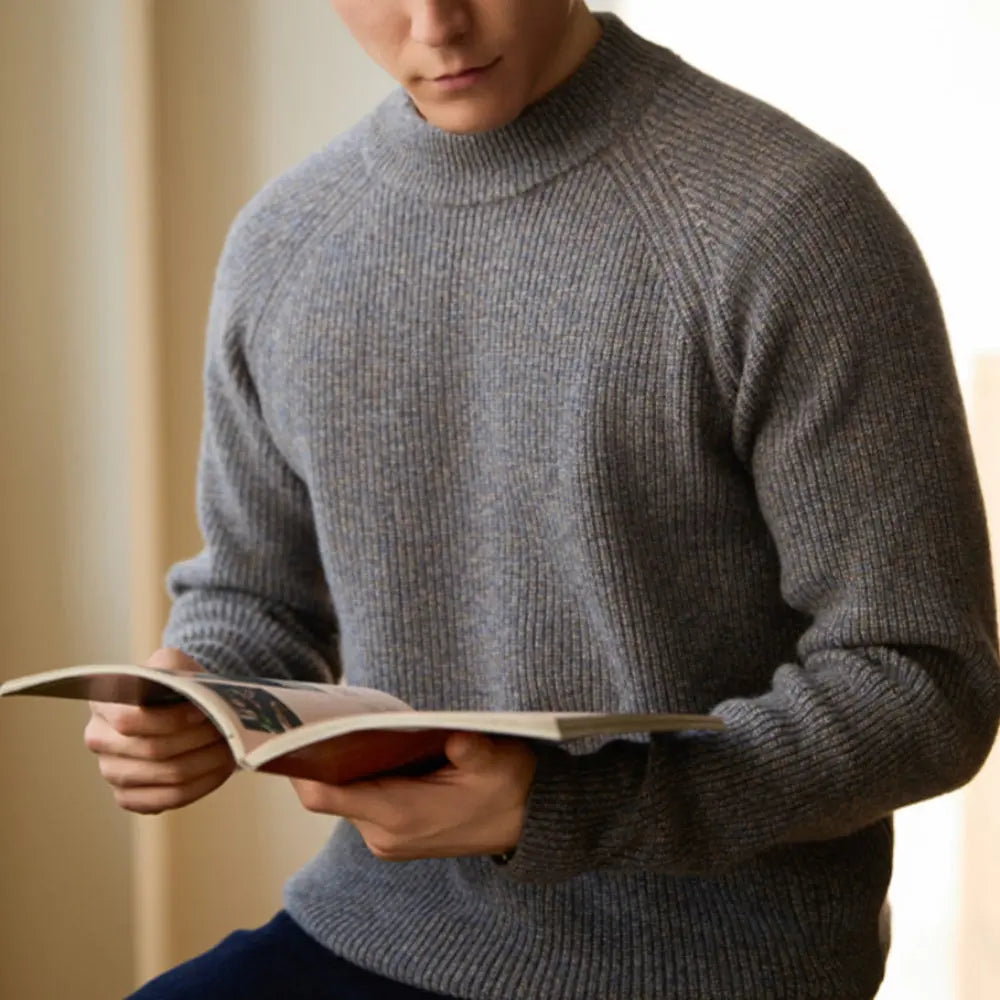Relaxed Fit Round Neck Sweater – Blue Green | Daily Casual | Mens Warm Jumpers