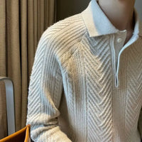Winter Thermal Base Pullover Mens Polo Sweater Shirt– Black, Apricot & Grey | Winter Leisurewear | Old Money Style Prendersons