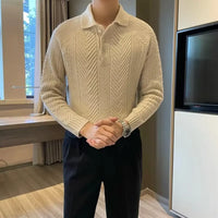 Winter Thermal Base Pullover Mens Polo Sweater Shirt– Black, Apricot & Grey | Winter Leisurewear | Old Money Style Prendersons