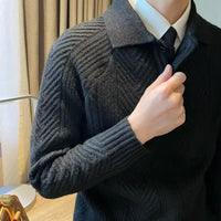 Winter Thermal Base Pullover Mens Polo Sweater Shirt– Black, Apricot & Grey | Winter Leisurewear | Old Money Style Prendersons