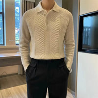 Winter Thermal Base Pullover Mens Polo Sweater Shirt– Black, Apricot & Grey | Winter Leisurewear | Old Money Style Prendersons
