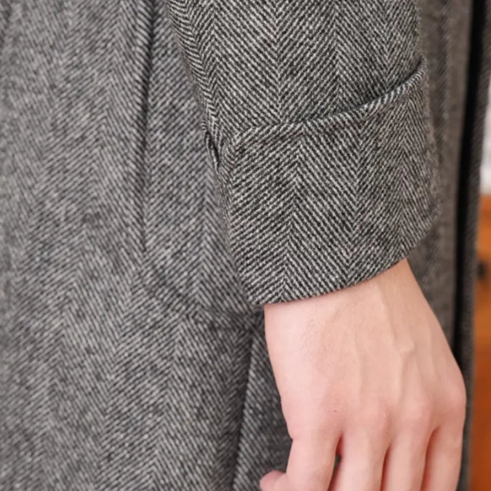 Wool Herringbone Italian Double-row Polo Coat Prendersons