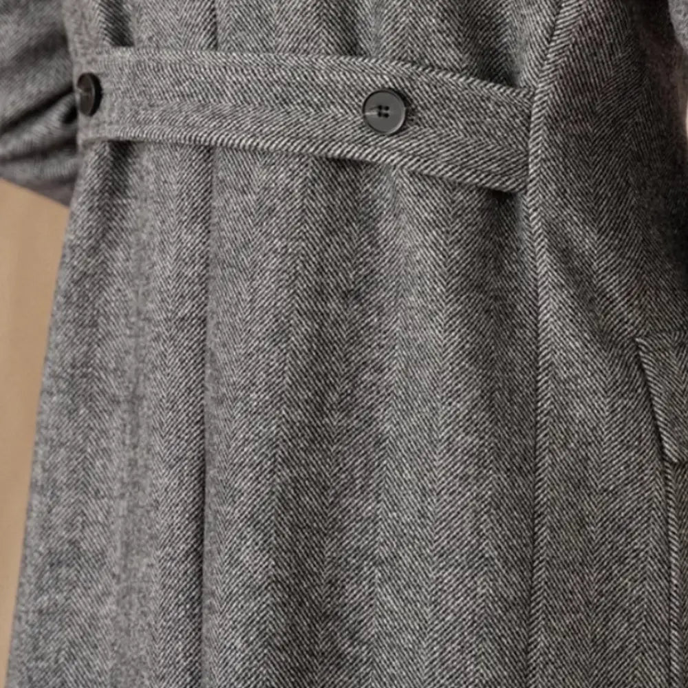 Wool Herringbone Italian Double-row Polo Coat Prendersons