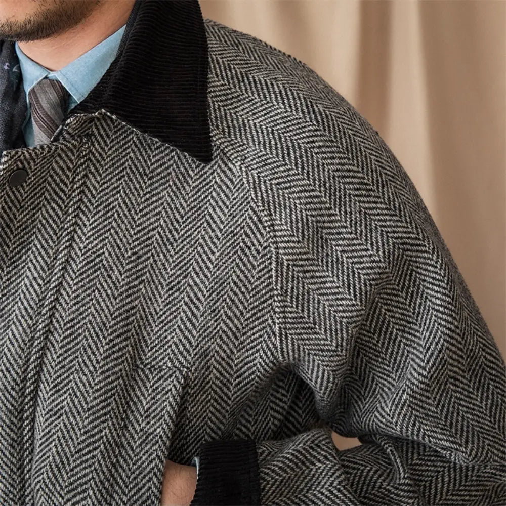 Wool Herringbone Heavy Retro Warm Jacket Prendersons