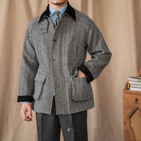 Wool Herringbone Heavy Retro Warm Jacket Prendersons