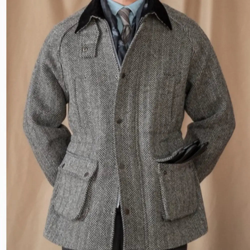 Regular Fit Wool Herringbone Jacket – Classic Winter Outerwear | Old Money Menswear