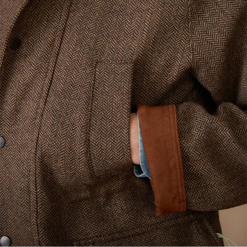 Wool Safari Jacket All-matching Stitching Collar Warm Retro Coat Prendersons