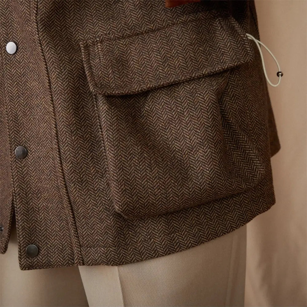 Wool Safari Jacket All-matching Stitching Collar Warm Retro Coat Prendersons