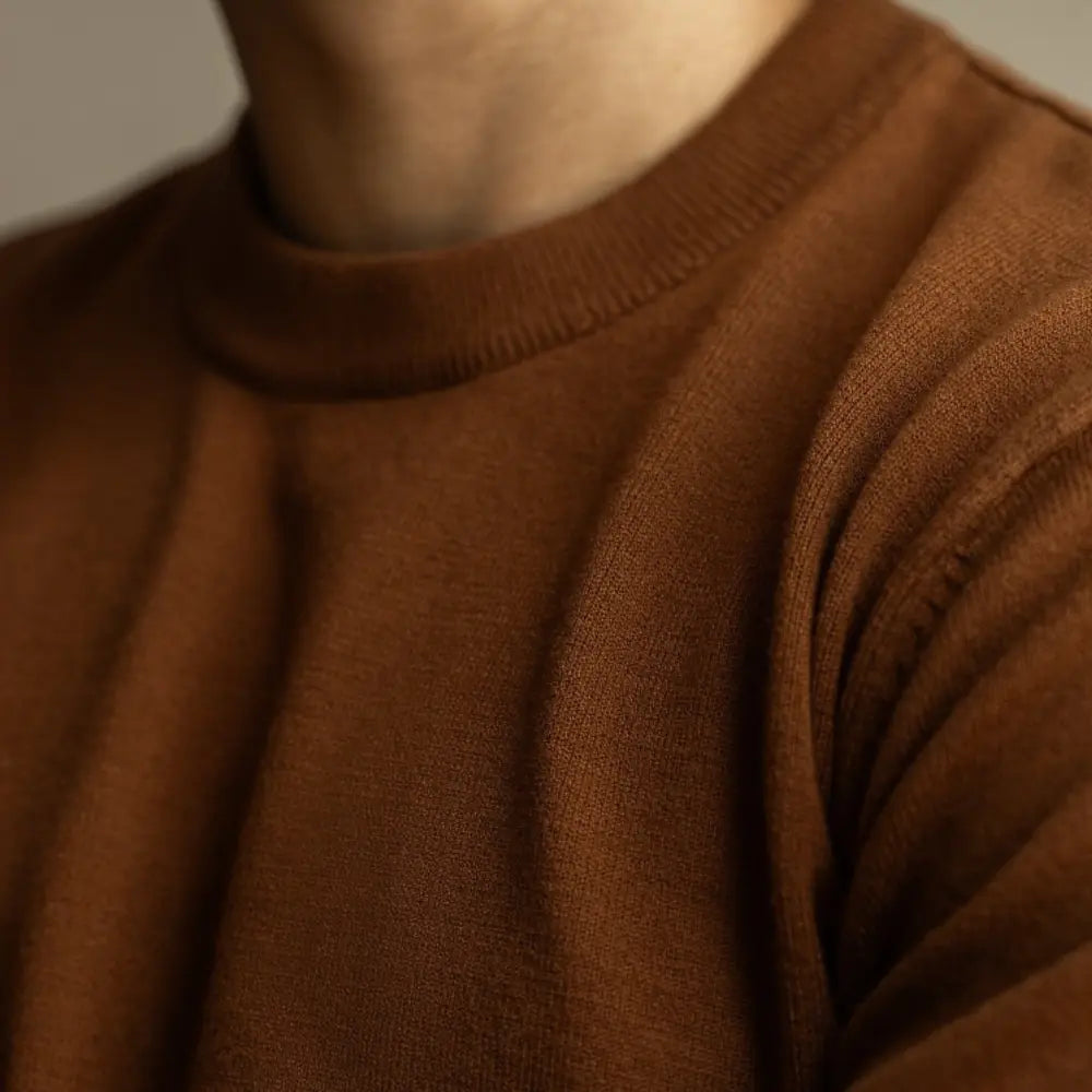 Wool Tencel Round Neck Commuter Solid Color Base Sweater Prendersons
