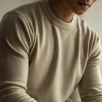 Wool Tencel Round Neck Commuter Solid Color Base Sweater Prendersons