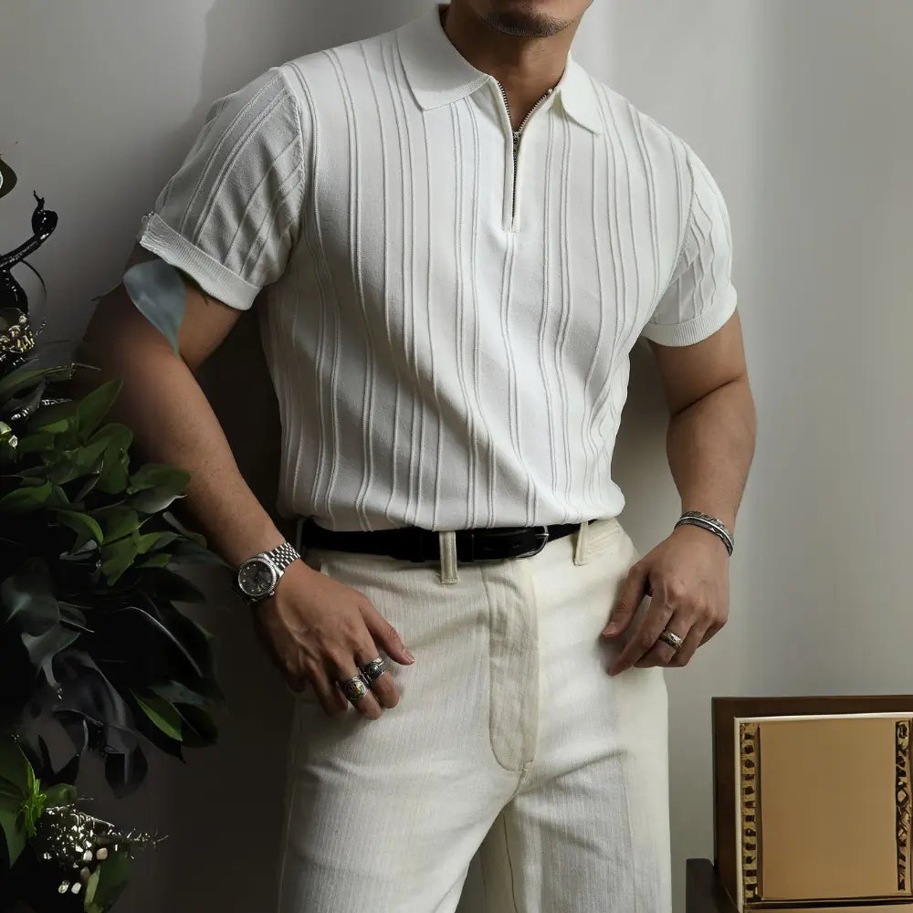 Men’s short sleeve zipper polo
